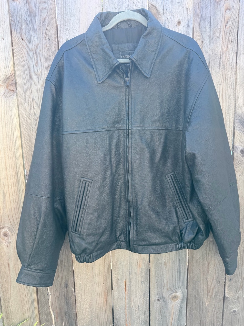 Men's vintage  outbrook Black Leather Zip Jacket